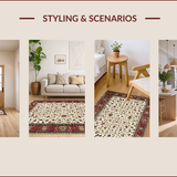 Ultra Soft Area Rug, Non Slip, Stain Resistant, Washable Area Rugs for Living Room, Bedroom, Chic Geometric Tiled Arrangement(Red)