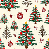 Festive Evergreen Holiday Tapestry With Ornamental Decorations(Cream)