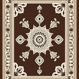 Vintage Charm Taupe Medallion With Interlocking Floral Motifs(Brown)
