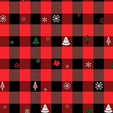 Festive Buffalo Check with Traditional Holiday Motifs(Red)
