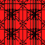 Whimsical Tartan Plaid with Stylized Snowflake Overlays(Red)