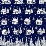 Magical Winter Wonderland Snowy Village Decorative Accent(Blue)