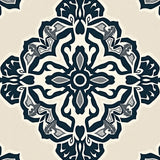 Retro Lattice Medallion with Stylized Interlocking Lines(Beige)