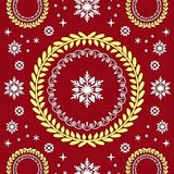 Nordic Frosted Flurry Interlocking Laurel Motif with Golden Highlights(Red)
