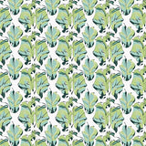 Abstract Leafy Lattice with Floral Highlights (Green)