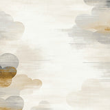 Abstract Cloudscape Area with Ethereal Swirls and Linear Motif Details(Beige)