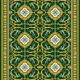 Haze Mosaic Interlocking Trellis with Botanical Medallion Motifs(Green)