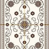 Symmetrical Floral Medallions with Delicate Scrollwork (Brown)