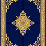 Vintage Damask Medallion with Antiqued Bronze Flourish Accents(Blue)