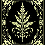 Botanical Fern Medallion with Intricate Scrollwork Motifs(Black)