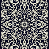 Paisley Scroll Boho Low Pile Easy Clean Floor (Black)