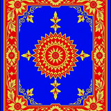 Traditional Medallion Holiday Pathway with Symmetrical Flourishes(Blue)