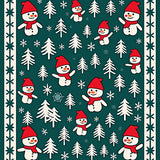 Festive Pine Tree Snowman Half Moon Doormat Holiday Welcome(Teal)