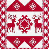 Plaid Lattice with Intertwined Reindeer Design(Red)