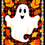 Ghostly Welcome Mat and Seasonal Area Rug Duo for Halloween(Red)