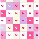 Kawaii Hearts Patchwork Interlocking Pastel Pop Art Motif (Pink)