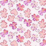 Enchanted Meadow Floral Mosaic with Petal Silhouettes and Botanical Whimsy (Pink) - ODIKA