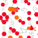 Modern Hexagonal Pile Textile with Bold Interlocking Honeycomb (Red)