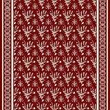 Festive Evergreen Tapestry With Snowy Branch Motif(Red)