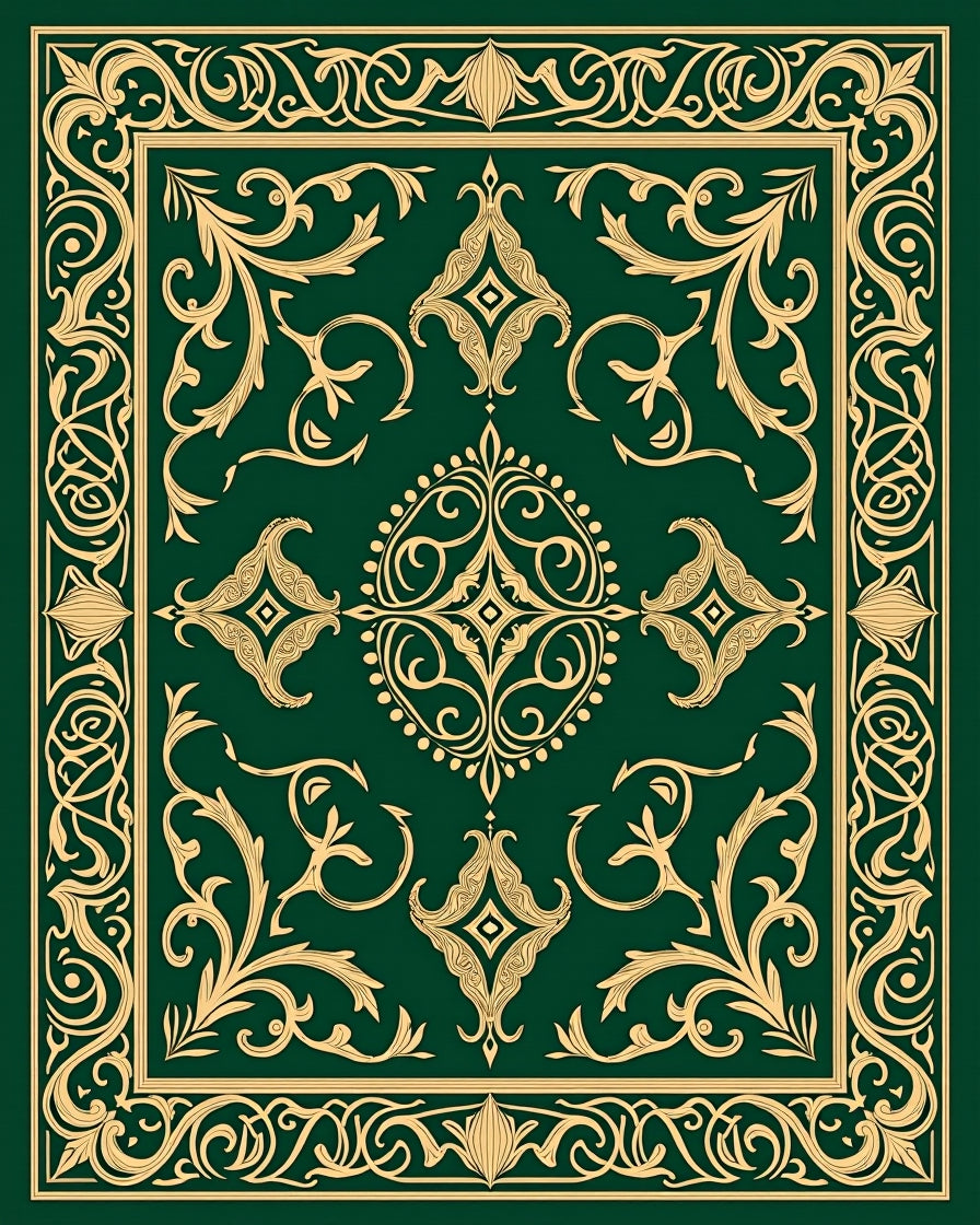 Jade Damask Scrollwork with Vintage Paisley (Green) - ODIKA