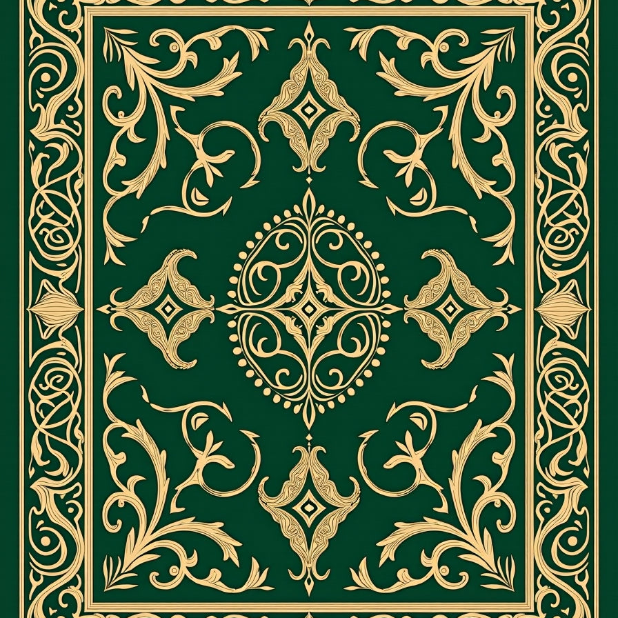 Jade Damask Scrollwork with Vintage Paisley (Green) - ODIKA