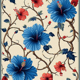 Hibiscus Garden Symphony with Modern Botanical Blooms and Artistic Flourish(Beige)