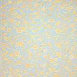 Elegant Botanical Scroll with Muted Blue Background and Beige Leaf Motifs(Blue)