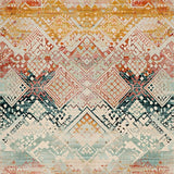 Eclectic Geometric Rug with Boho Diamond Layers and Subtle Botanical Details(Orange)