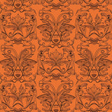 Harvest Vine Scrollwork with Stylized Maple Motifs and Ornate Baroque Flourish(Orange)