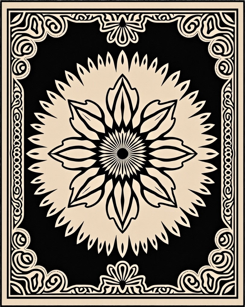 Weathered Starburst with Symmetrical Petal Framework (Black) - ODIKA