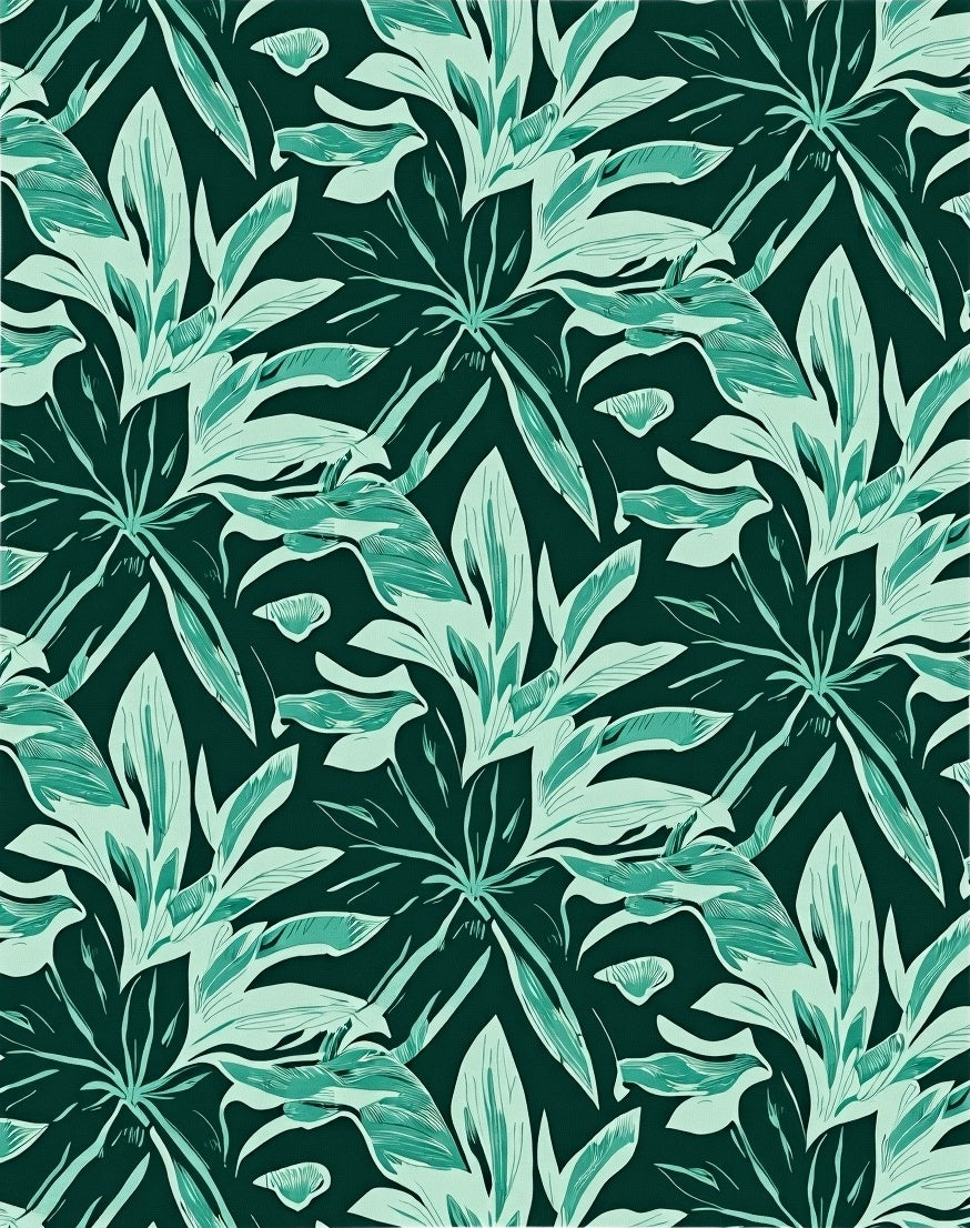 Botanical Leaf Print Fuzzy Floor with Nature Inspired Details (Green) - ODIKA