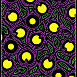Noir Botanical Lattice with Vibrant Fruit Accents(Yellow)