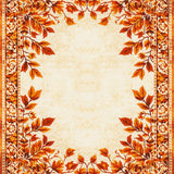 Autumn Harvest Medallion Area with Rustic Burnt Orange Leaf Design(Beige)