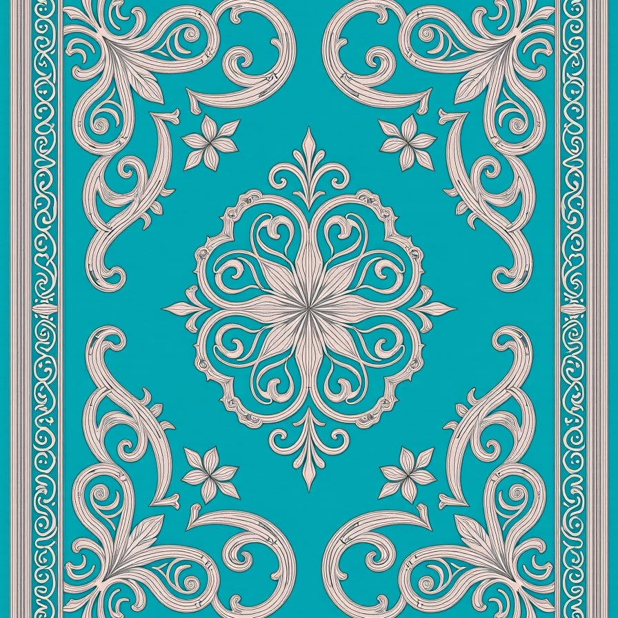 Seaside Medallion Flow with Ornate Floral Motifs (Beige) - ODIKA