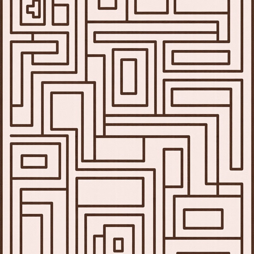 Minimalist Maze Featuring Interlocking Shapes (Brown) - ODIKA