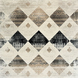 Beige Diamond Distressed Black Wash Area(Beige)