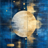 Abstract Boho Area with Deep Blue and Gold Accents(Blue)