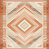 Geometric Diamond Stripe Earthy Beige Rich Terracotta(Orange)