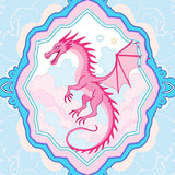 Enchanted Mythical Dragon Fantasy Whimsical Medallion Circular(Pink)