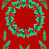 Festive Holly Berry Wreath with Traditional Holiday Charm(Red)