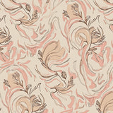 Boho Mosaic Waves with Abstract Leaf Embellishments(Beige)