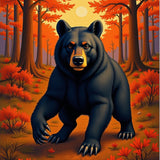 Woodland Creature Sunset Pine Natural Illustration(Black)