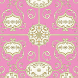 Baroque Scrollwork Medallion Design Floor(Pink)