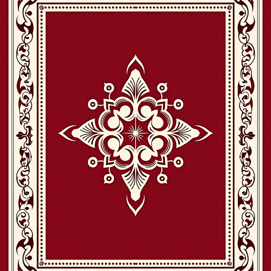 Artisan Damask Floral with Scroll Border (Red) - ODIKA