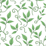 Botanical Vine Scrollwork with Interlocking Leaf Motif(Green)
