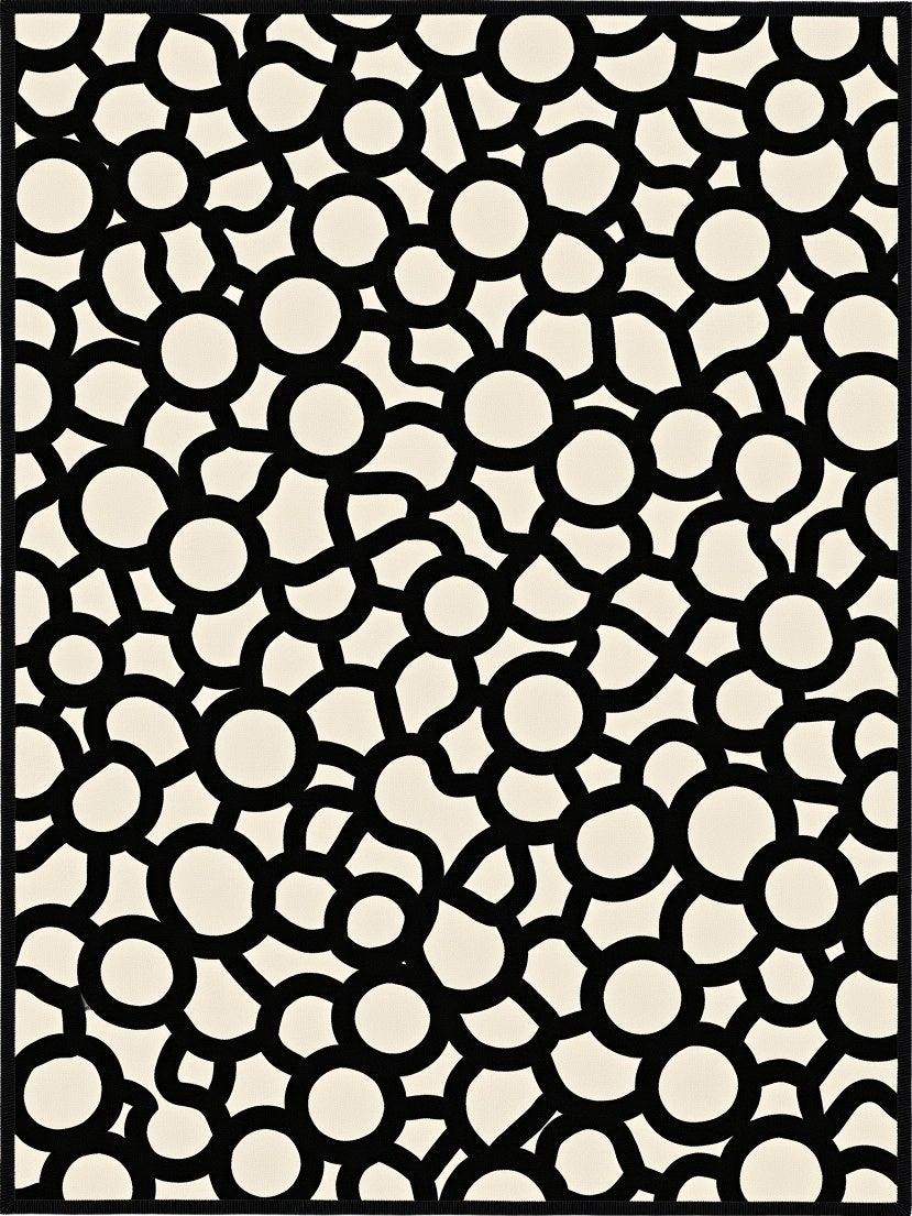 Abstract Prairie Medley with Interlocking Animal Inspired (Black) - ODIKA