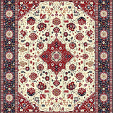 Beige/Red Abstract Area Intricate Design(White)