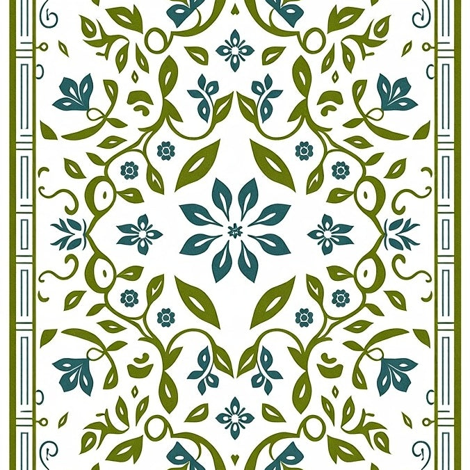 Plant Mosaic Blossom with Ornate Botanical Detailing (White) - ODIKA