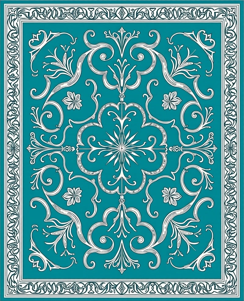 Scrollwork with Delicate Vine Flourishes (Teal) - ODIKA
