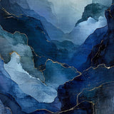 Indigo Cascade Sapphire Swirl Abstract Wash Effect(Blue)